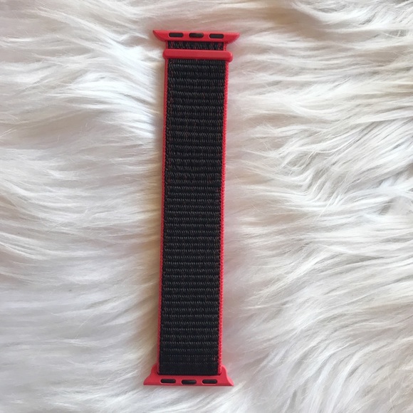 NEW Red Black Woven Loop Band For Apple Watch - Picture 3 of 4